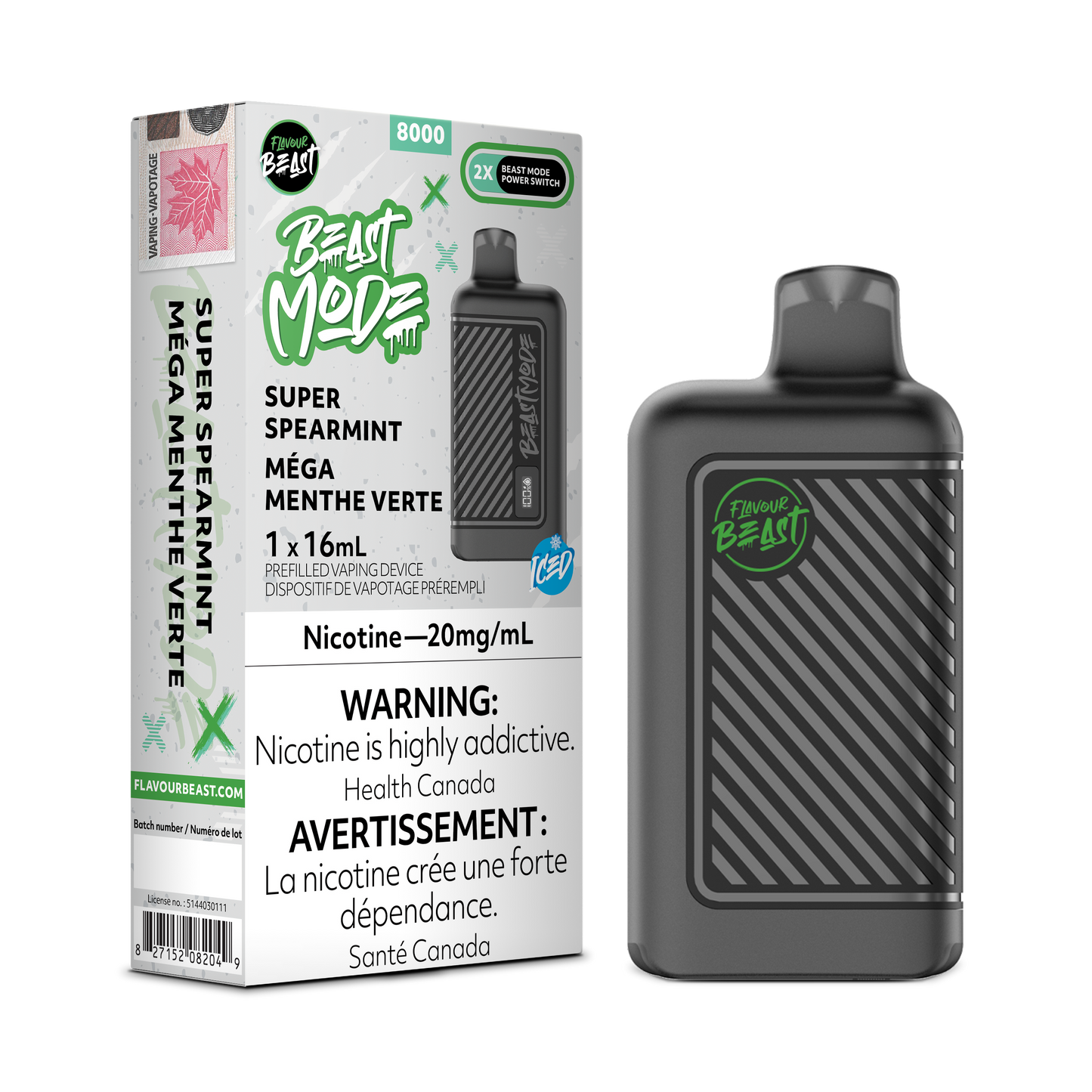 SUPER SPEARMINT ICED - FLAVOUR BEAST BEAST MODE 8K