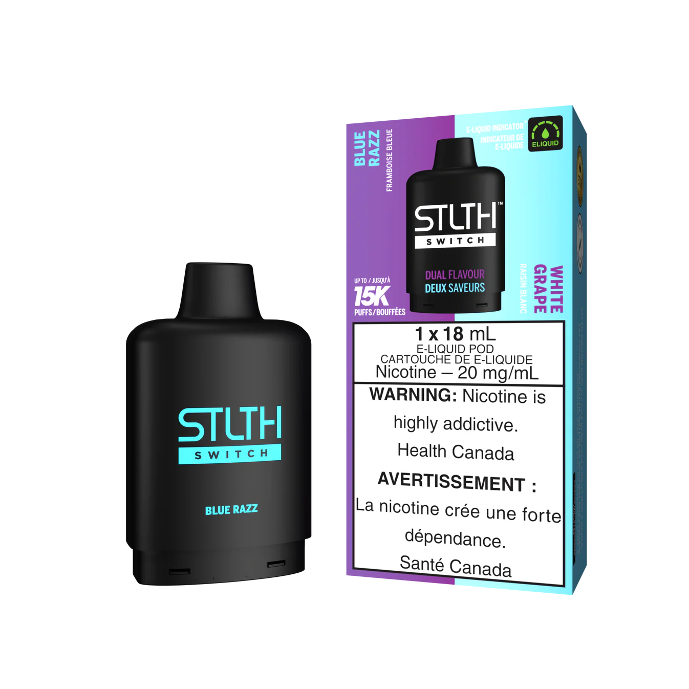 STLTH SWITCH POD PACK - BLUE RAZZ / WHITE GRAPE 20mg
