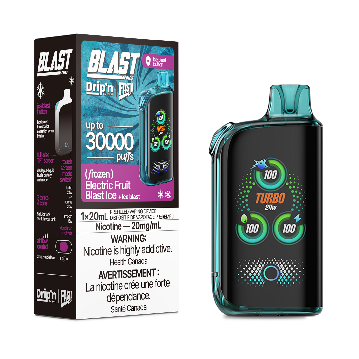 Drip'n by Envi x Fasta Blast 30K Disposable - Electric Fruit Blast Ice
