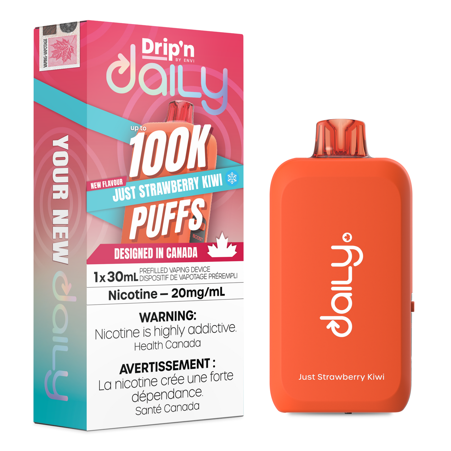 Drip'n Daily by Envi – Just Strawberry Kiwi | 100K Puffs | 30mL
