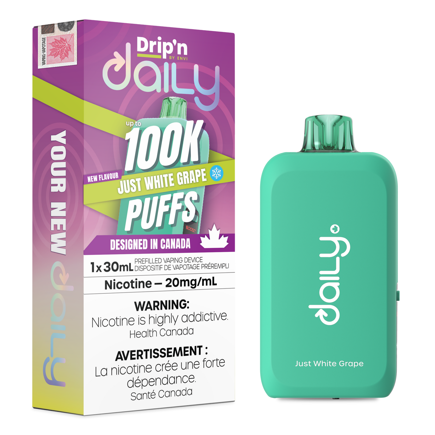 Drip'n Daily by Envi – Just White Grape | 100K Puffs | 30mL