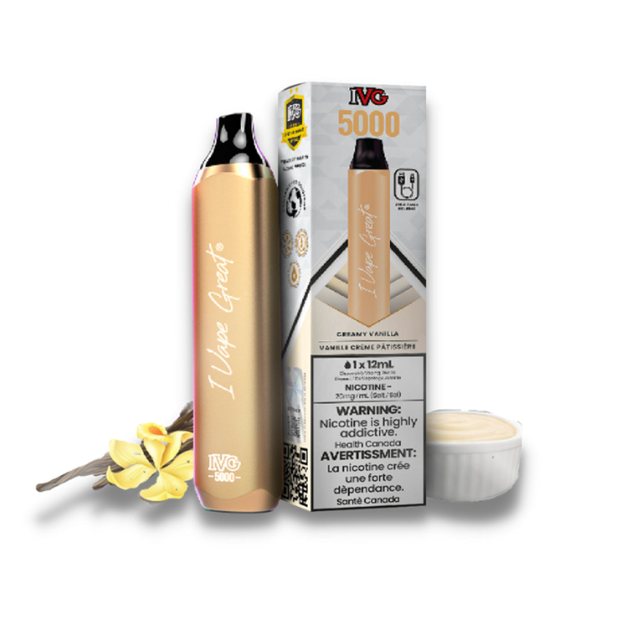 IVG 5000 Disposable Vape Creamy Vanilla