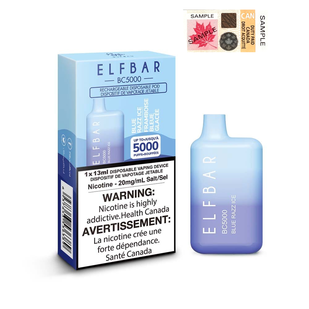 ELF BAR BC5000 Blue Razz Ice Disposable Vape - Elfbar Rechargeable