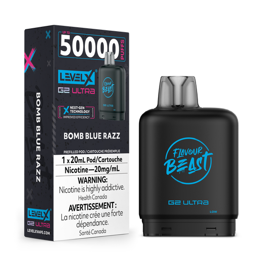 BOMB BLUE RAZZ - LEVEL X G2 ULTRA 50K POD