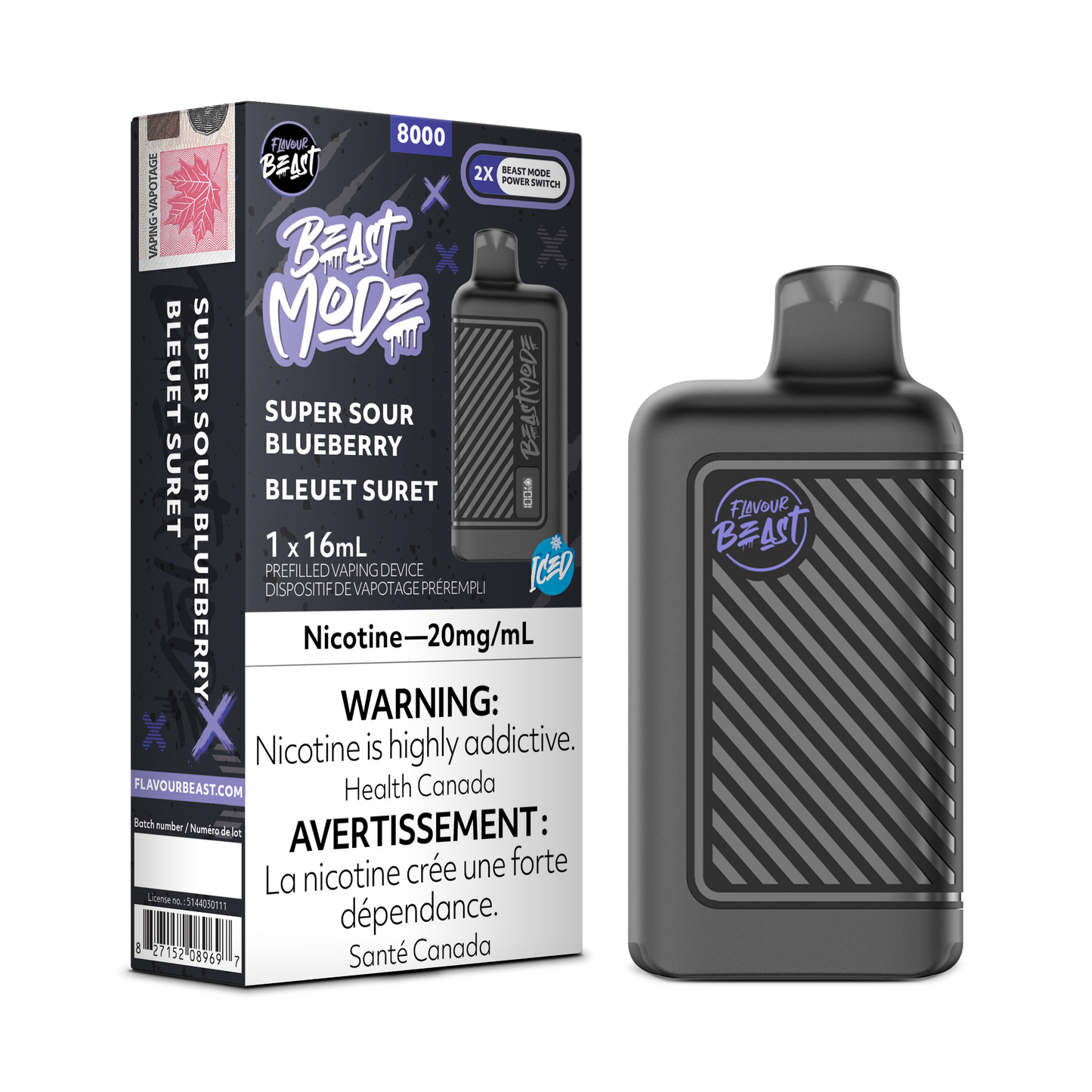 SUPER SOUR BLUEBERRY - FLAVOUR BEAST BEAST MODE 8K