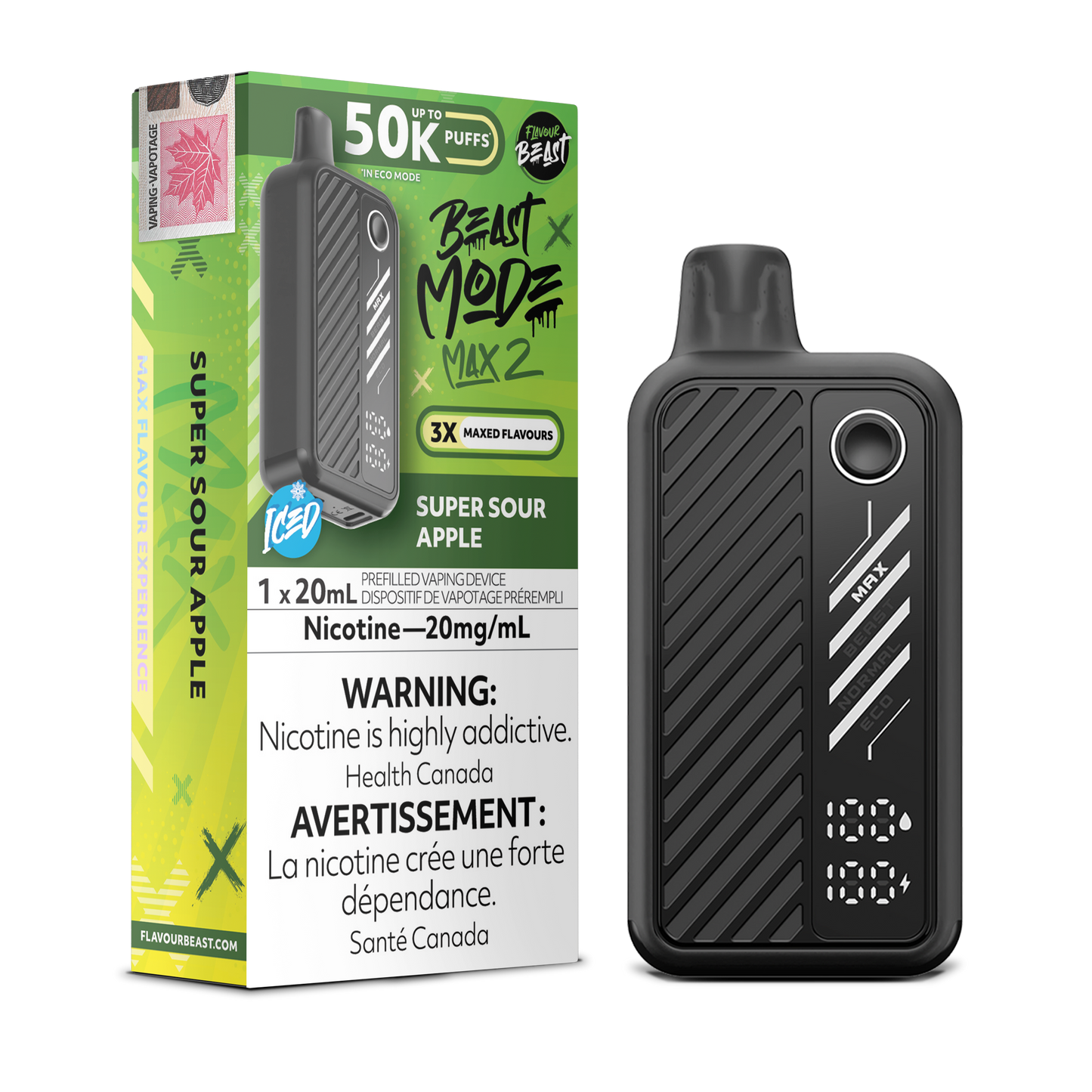 SUPER SOUR APPLE ICED- FLAVOUR BEAST BEAST MODE MAX 2