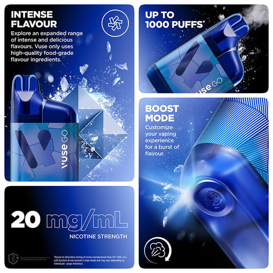 Vuse Go 1K 2.0 Disposable Vape:  Polar Mint (1pk)