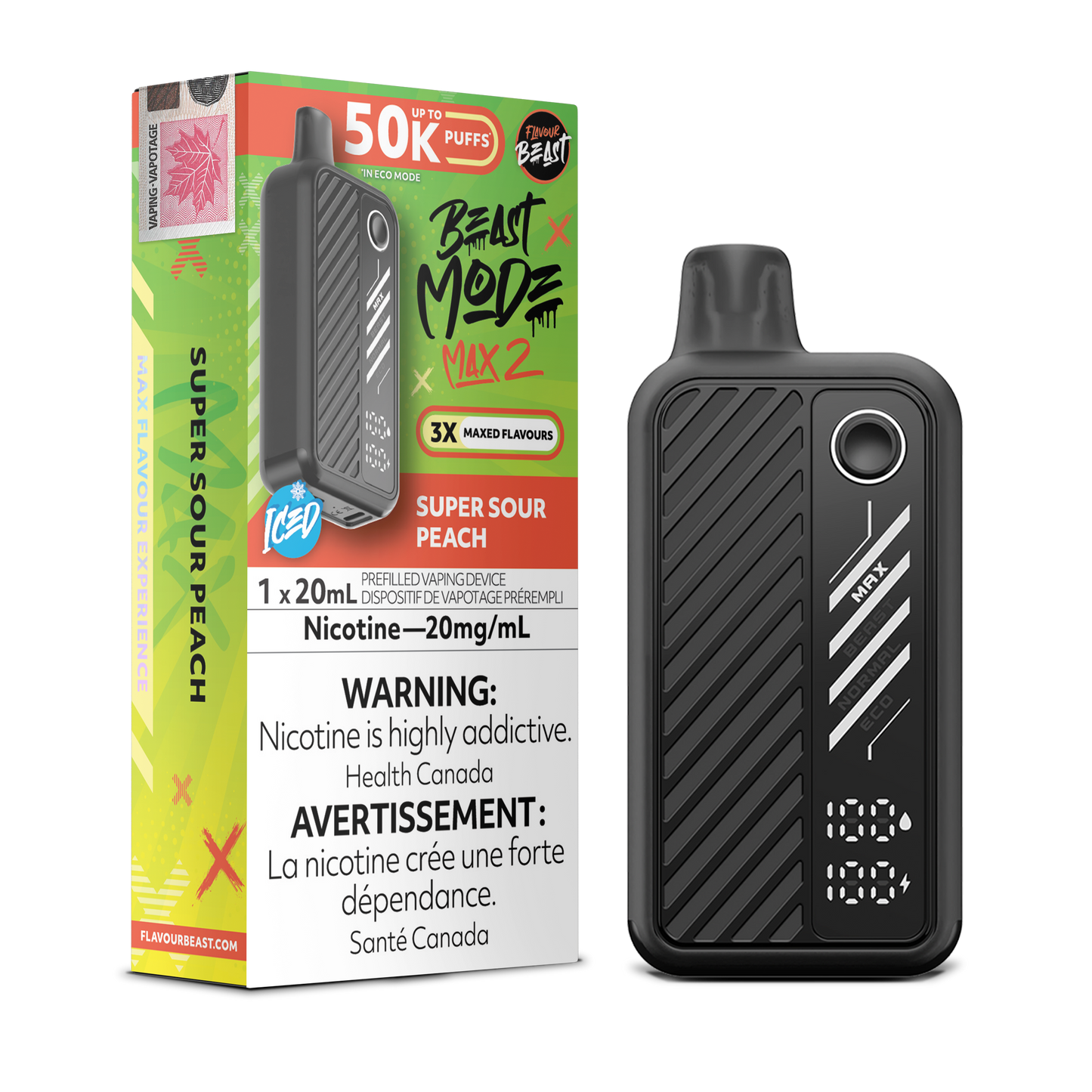 SUPER SOUR PEACH ICED- FLAVOUR BEAST BEAST MODE MAX 2