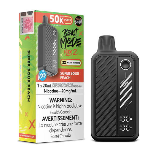 SUPER SOUR PEACH ICED- FLAVOUR BEAST BEAST MODE MAX 2