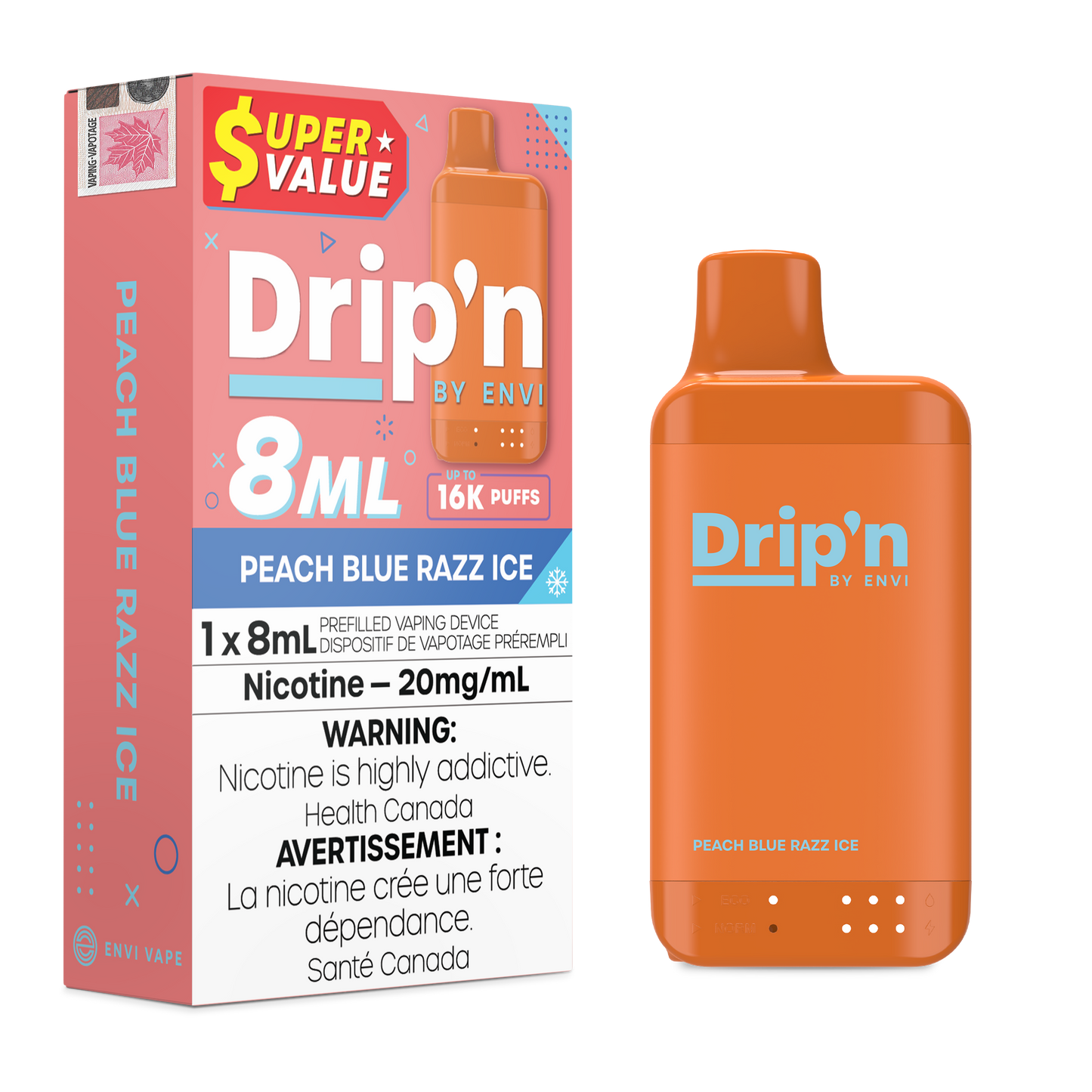 Drip'n by Envi 8ML Disposable - Peach Blue Razz Ice
