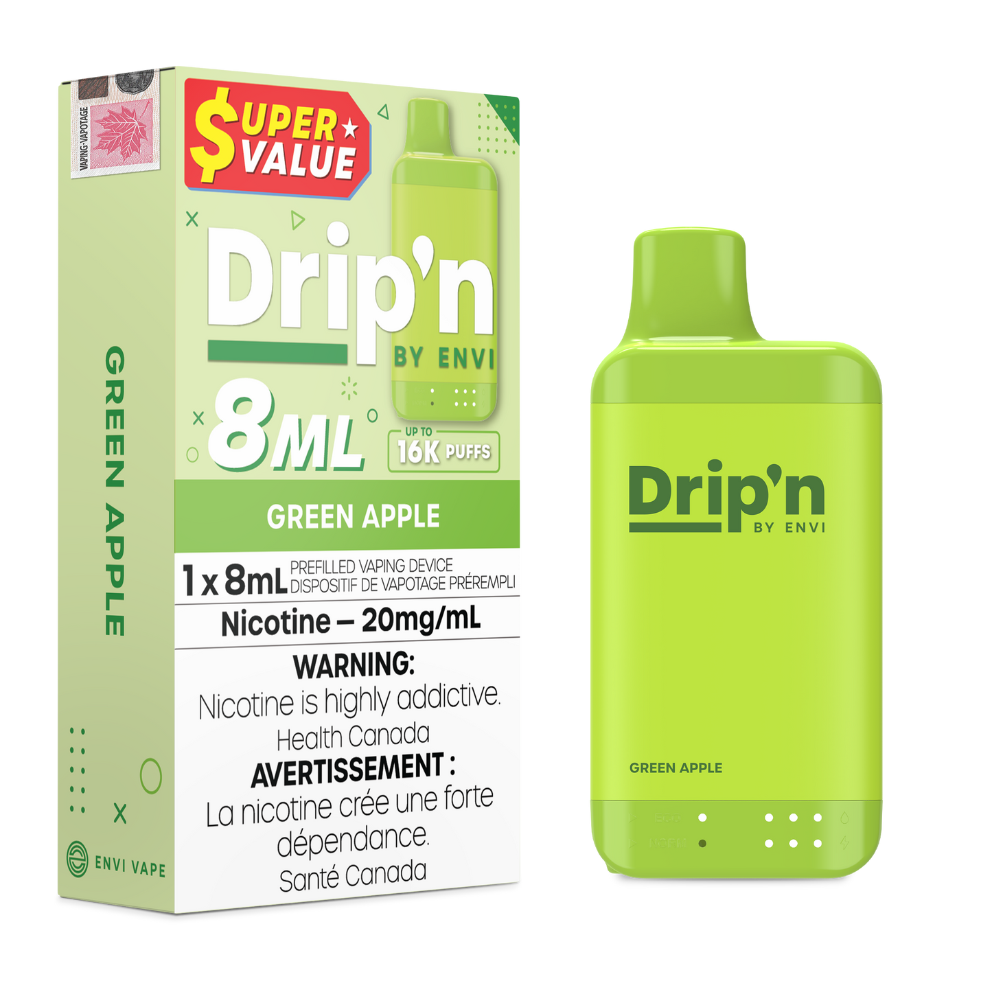 Drip'n by Envi 8ML Disposable - Green Apple
