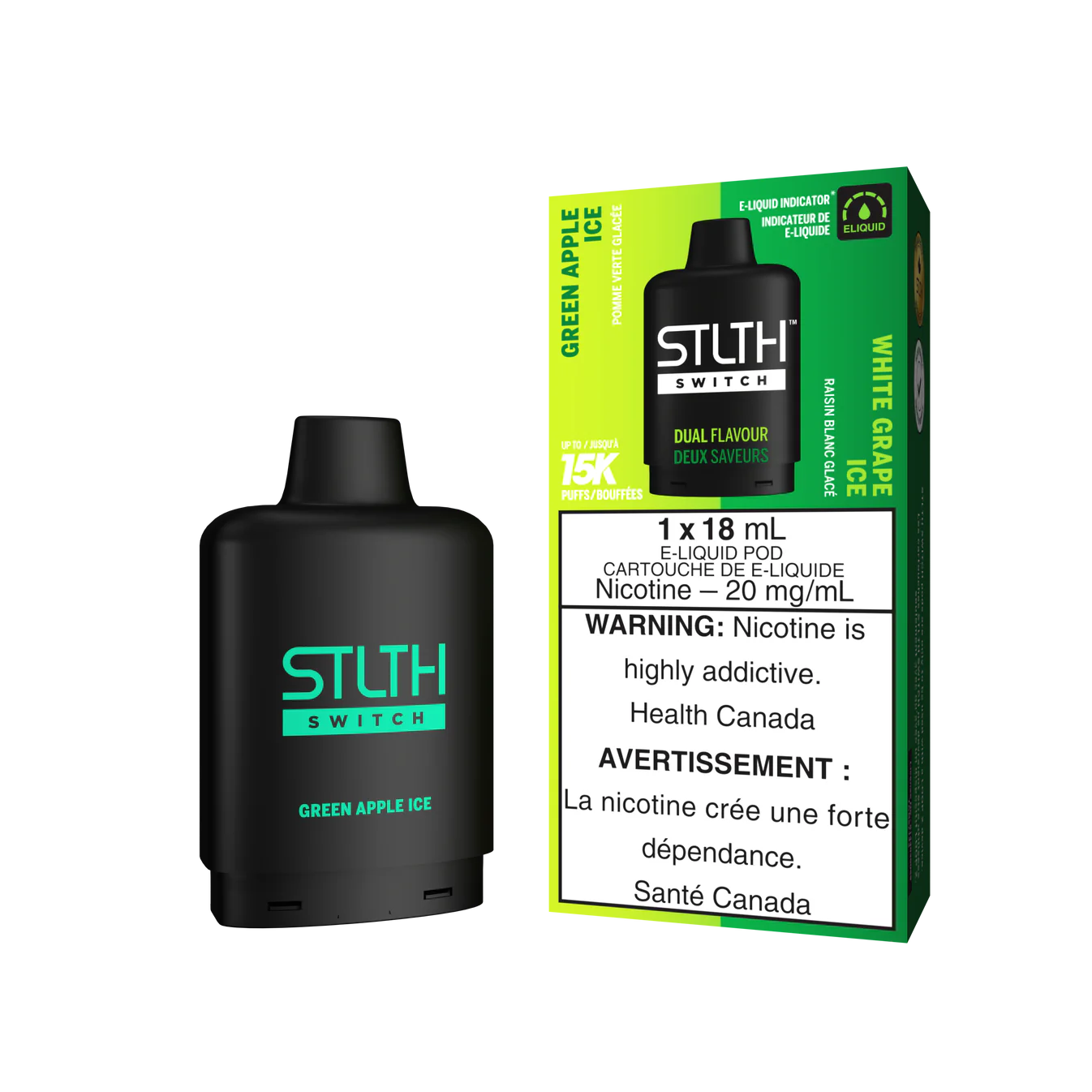 STLTH SWITCH POD PACK - WHITE GRAPE ICE / GREEN APPLE ICE 20mg