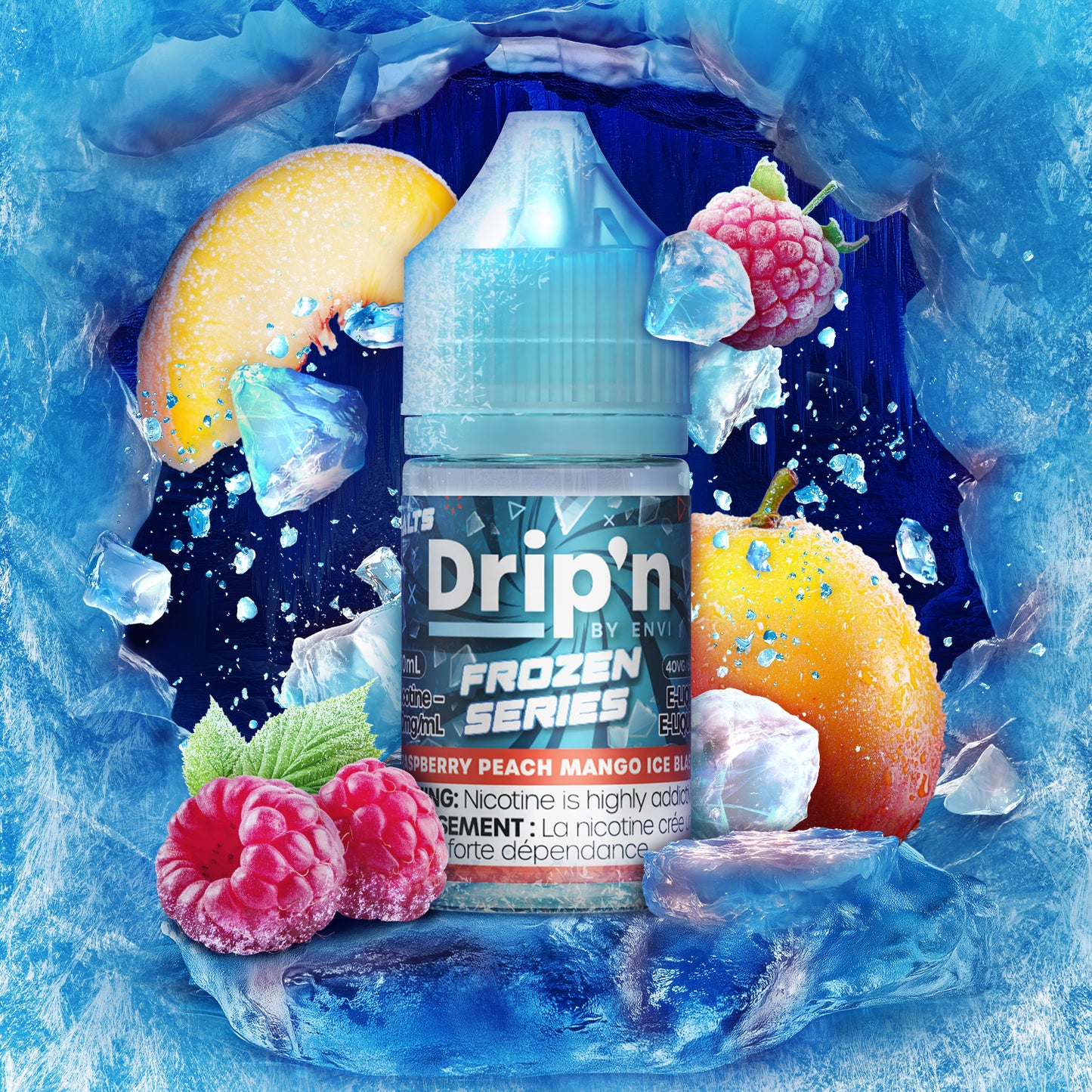Drip'n by Envi Frozen E-Liquid - Raspberry Peach Mango Ice Blast