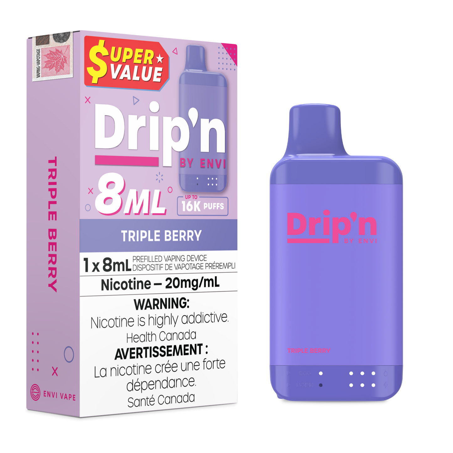 Drip'n by Envi 8ML Disposable - Triple Berry