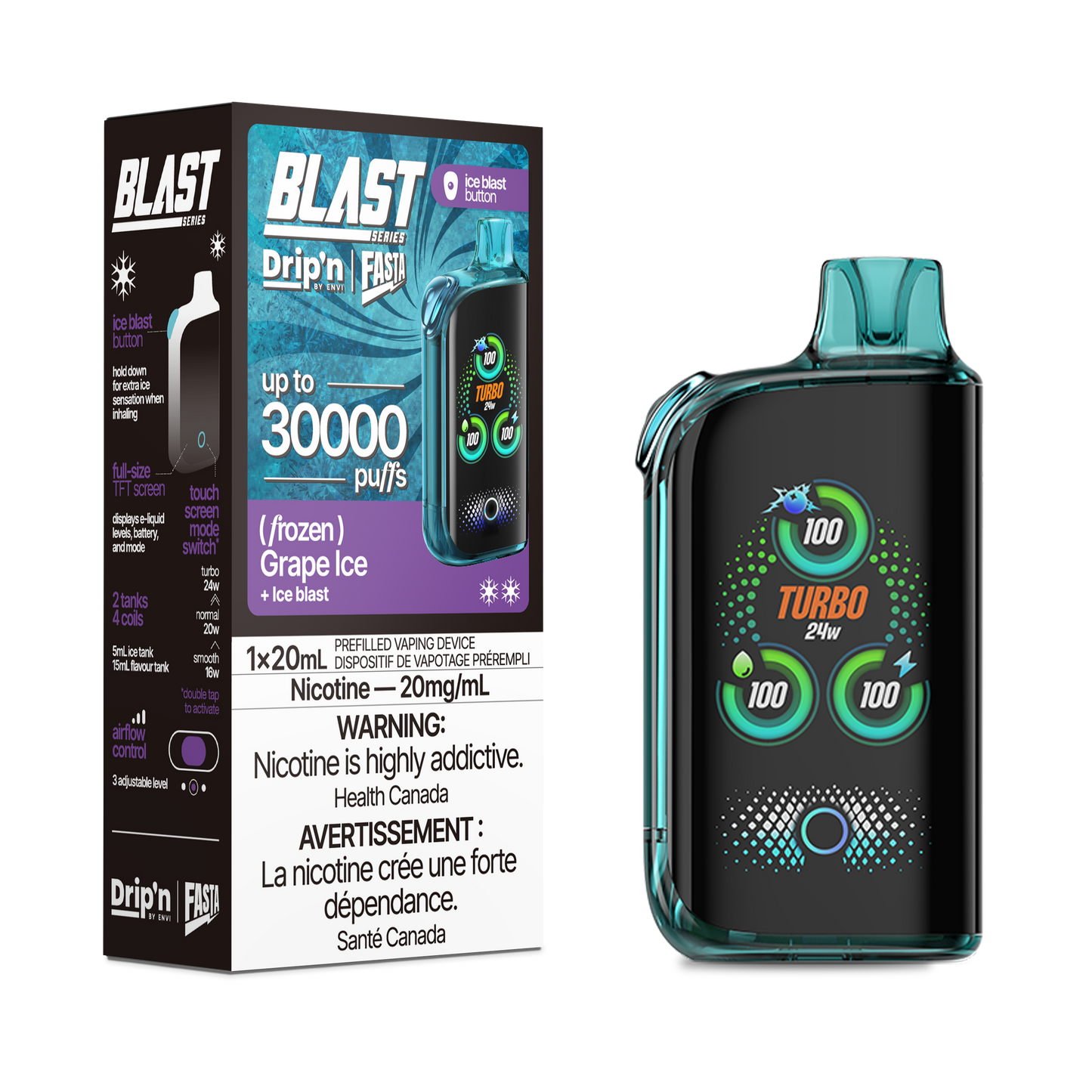 Drip'n by Envi x Fasta Blast 30K Disposable - Grape Ice