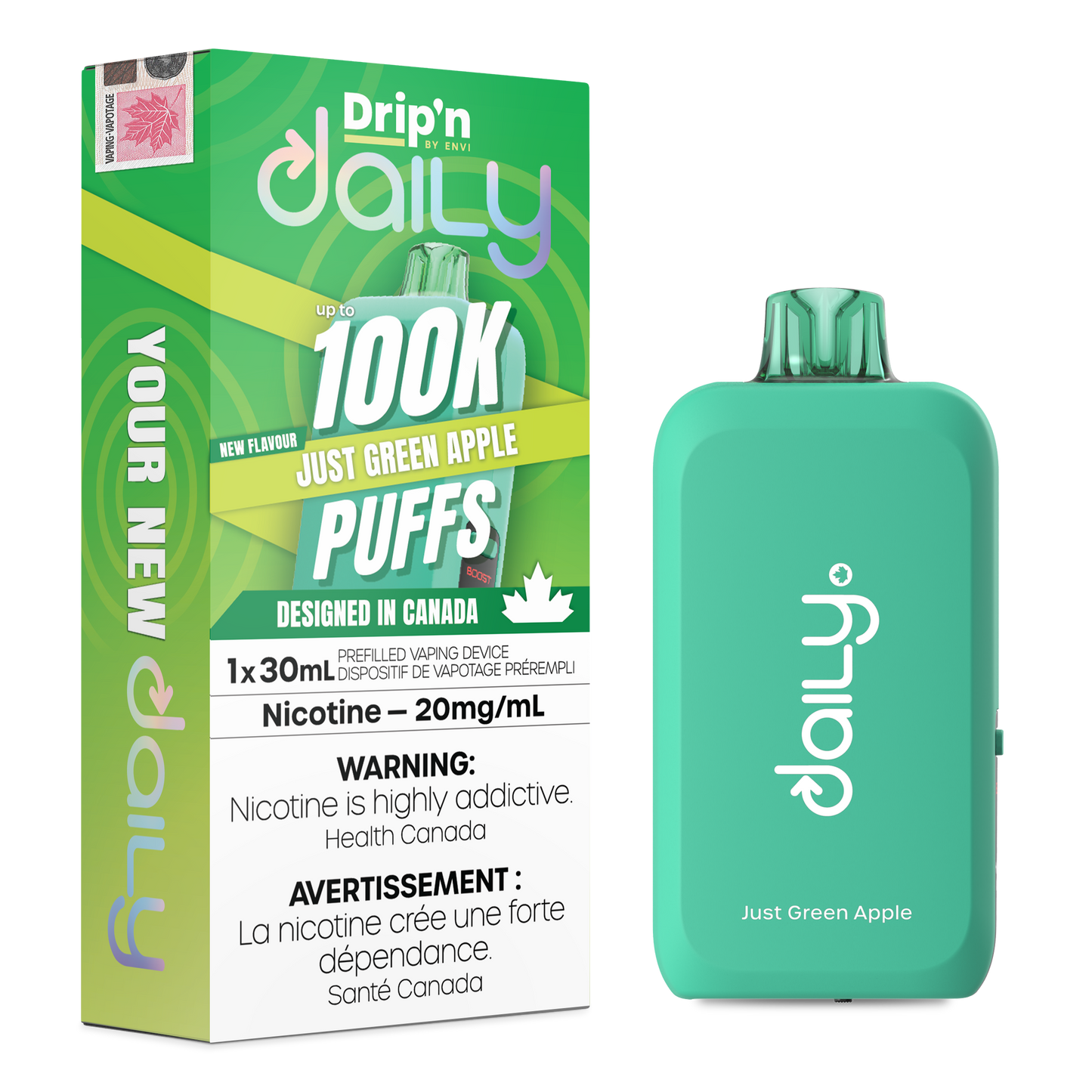 Drip'n Daily by Envi – Just Green Apple | 100K Puffs | 30mL