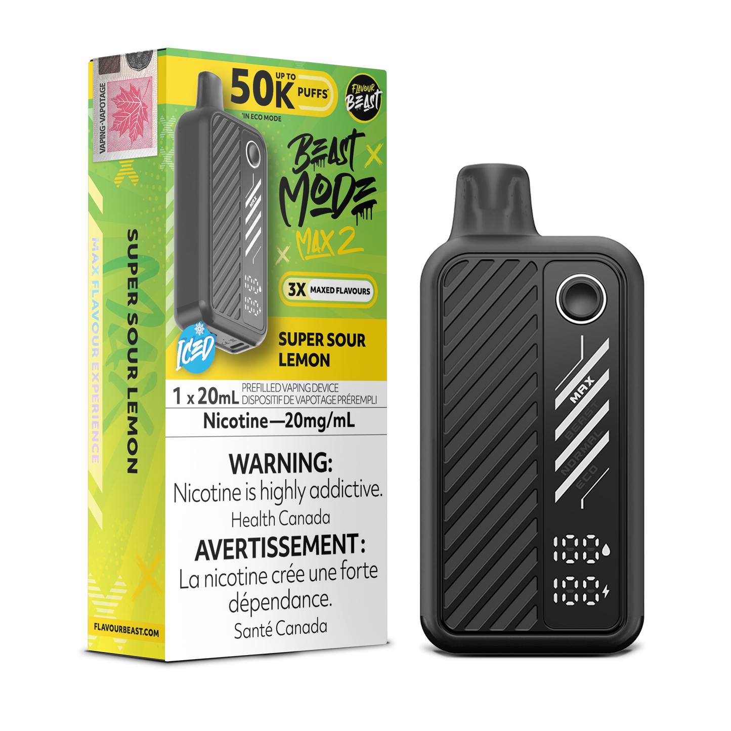 SUPER SOUR LEMON ICED- FLAVOUR BEAST BEAST MODE MAX 2