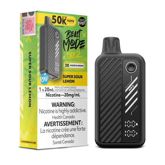 SUPER SOUR LEMON ICED- FLAVOUR BEAST BEAST MODE MAX 2
