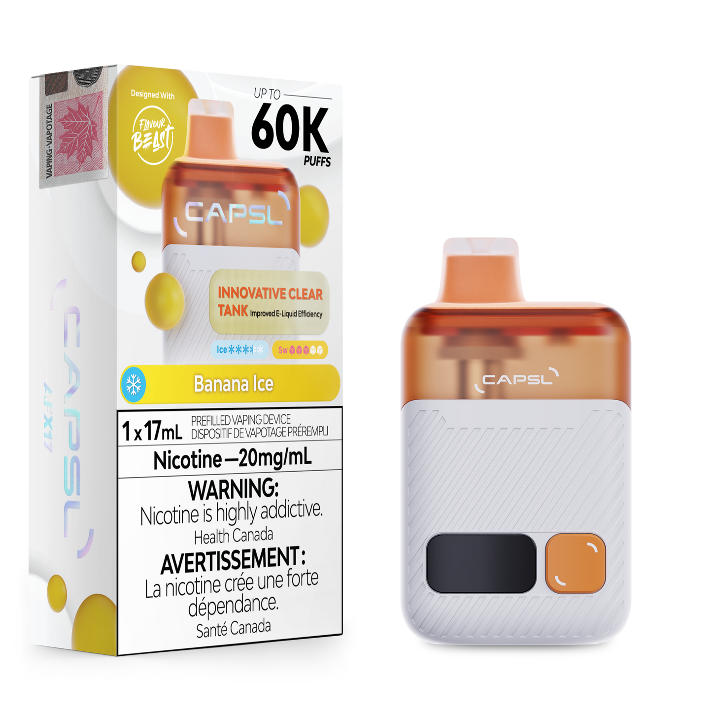 CAPSL 60K Banana Ice Disposable Vape - 60000 Puffs