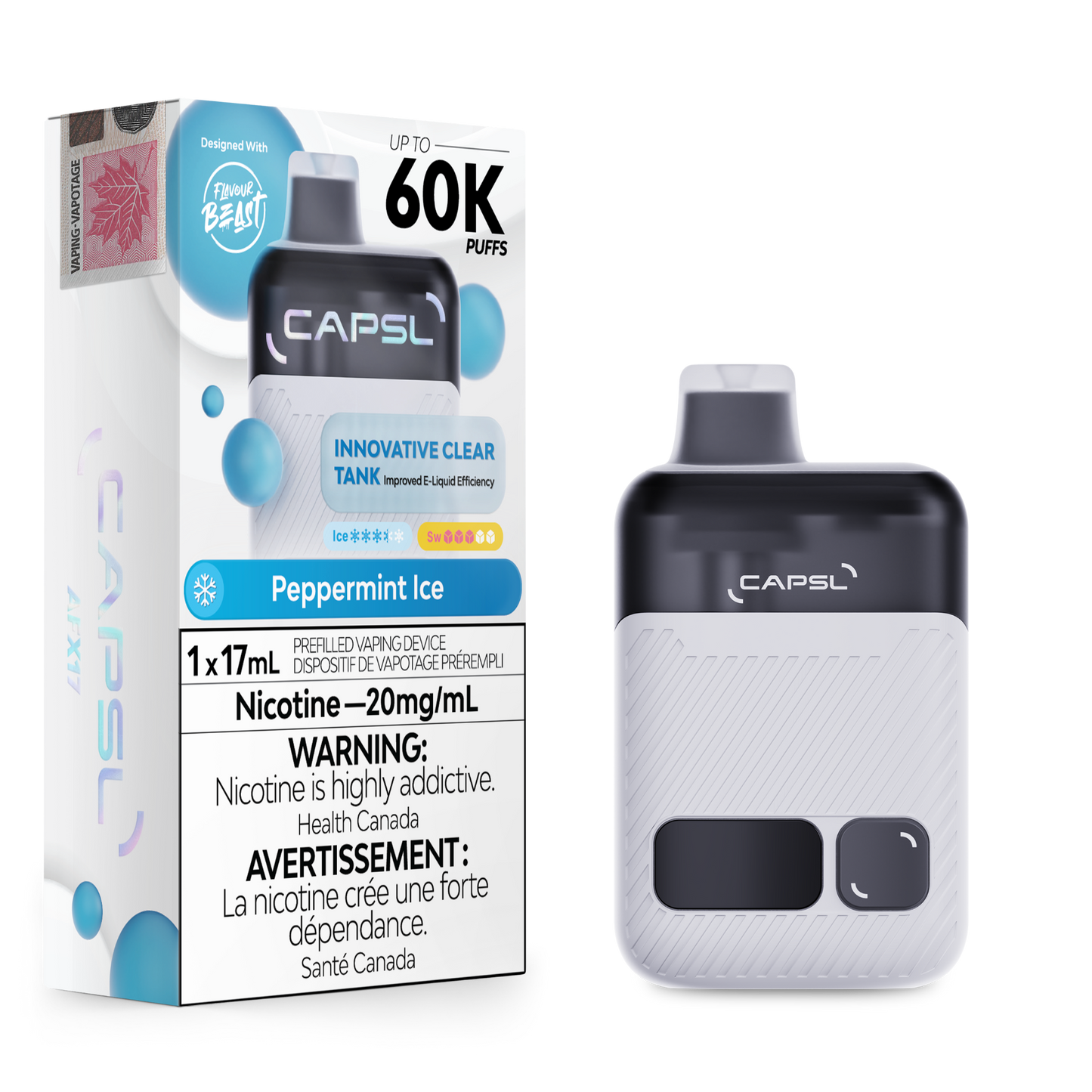 CAPSL 60K Peppermint Ice Disposable Vape - 60000 Puffs