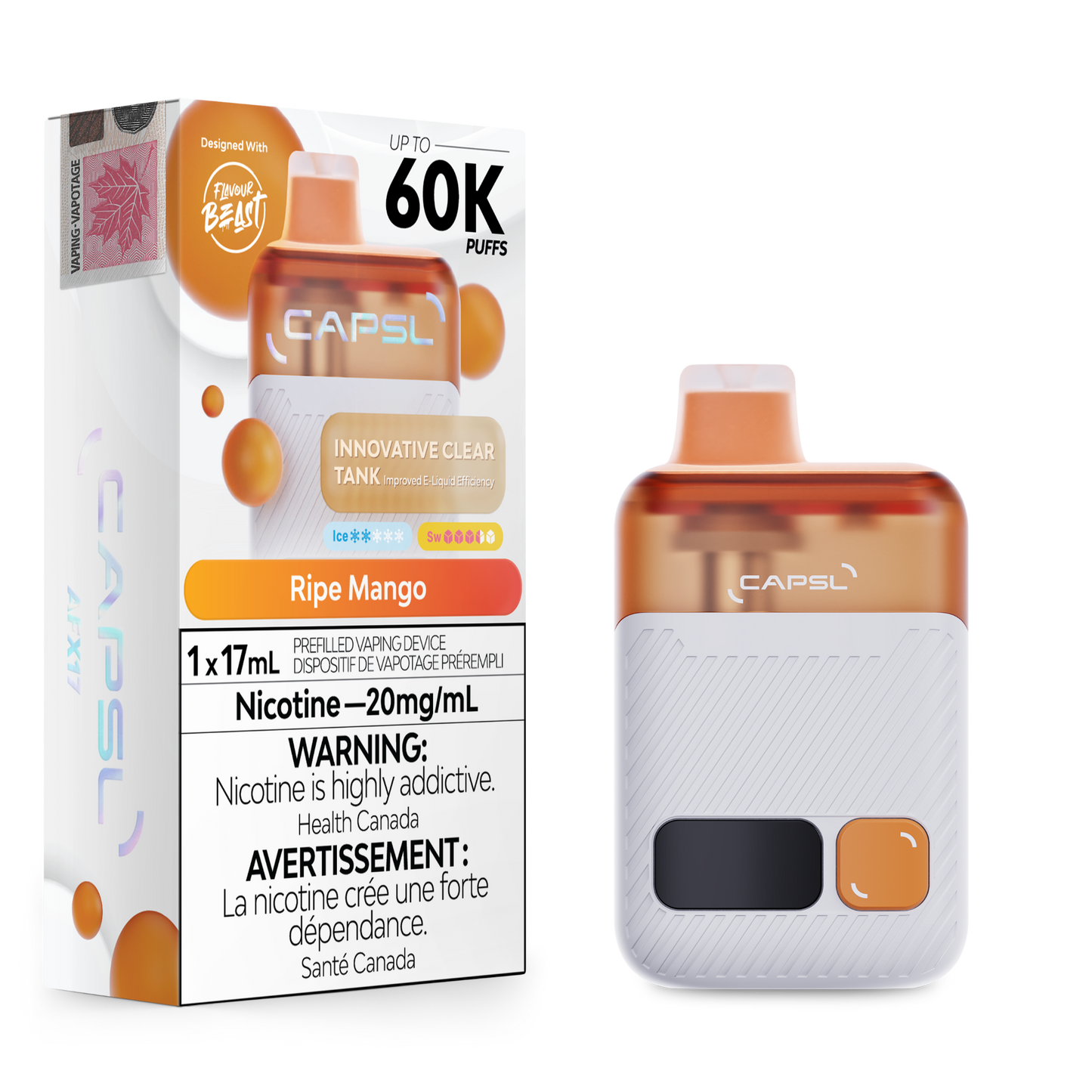 CAPSL 60K Ripe Mango Disposable Vape - 60000 Puffs