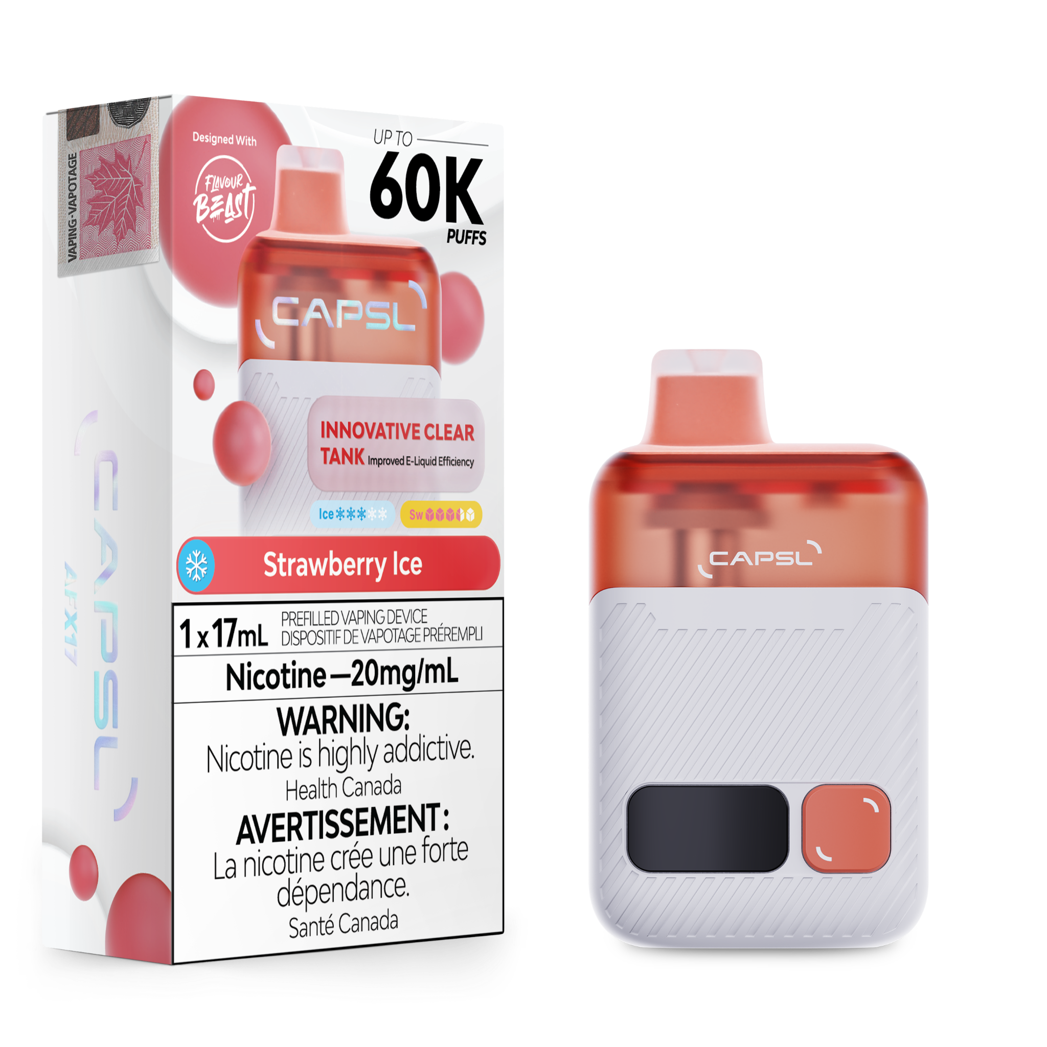 CAPSL 60K Strawberry Ice Disposable Vape | 60000 Puffs | Point Of Vape ...