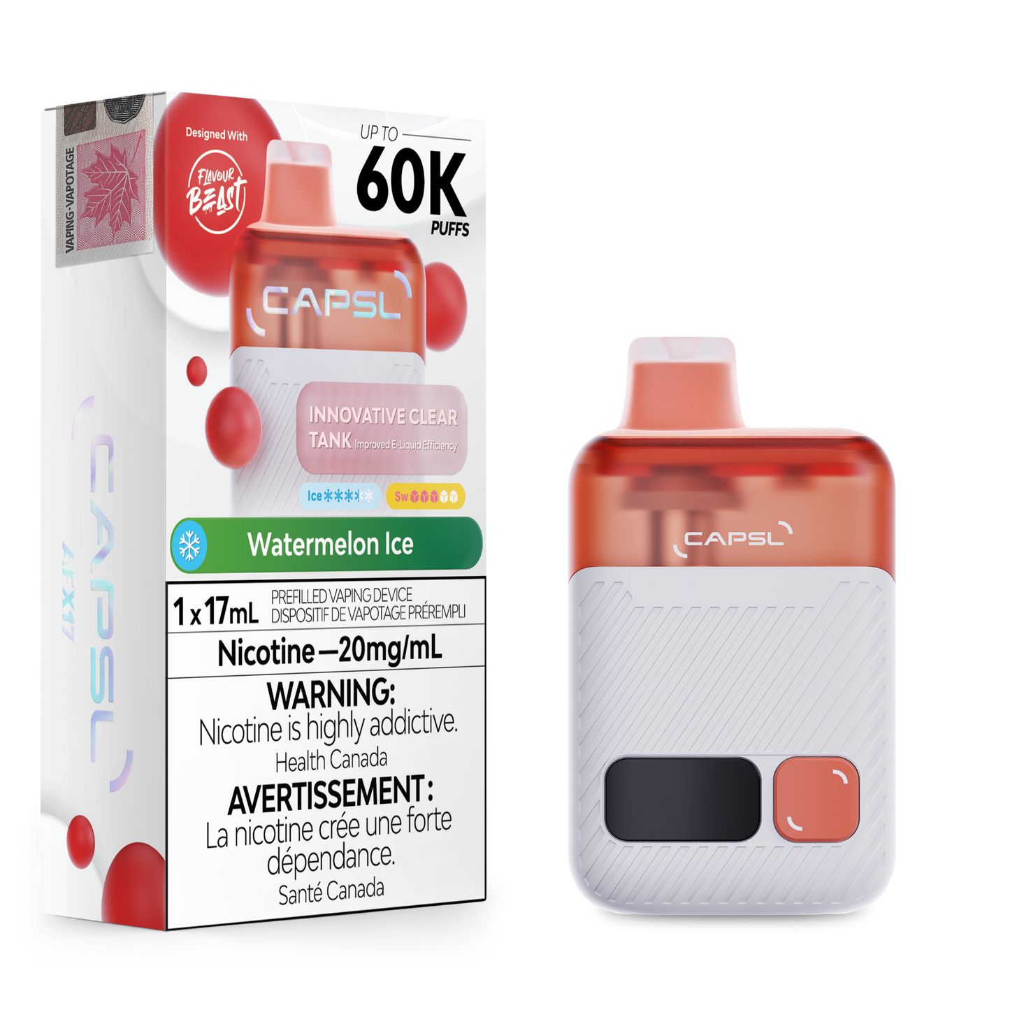 CAPSL 60K Watermelon Ice Disposable Vape - 60000 Puffs