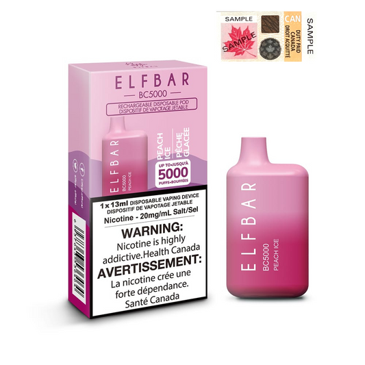 ELF BAR BC5000 Peach Ice  Disposable Vape - Elfbar Rechargeable