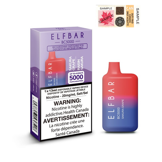 ELF BAR BC5000 Sakura Grape  Disposable Vape - Elfbar Rechargeable