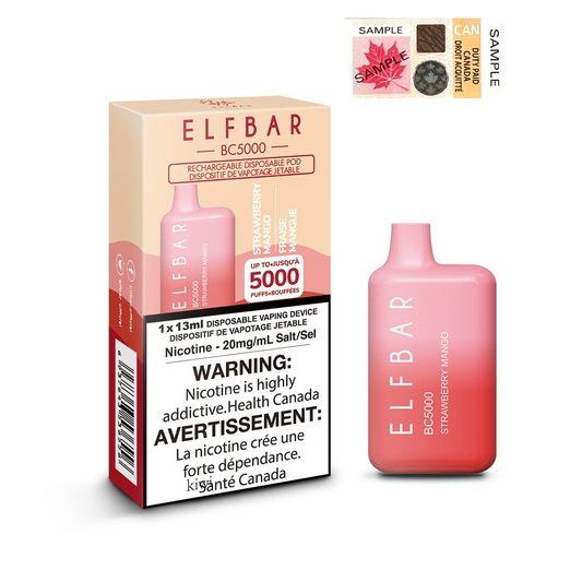 ELF BAR BC5000 Strawberry Mango Disposable Vape - Elfbar Rechargeable